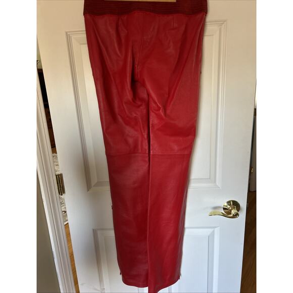 Women's pants real leather Red suede waistband ankle zip lined New 29 X 35 gromt - Picture 9 of 16